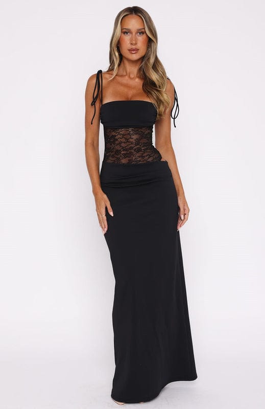 Esme | Women's Strapless Lace Maxi Dress Burgundy