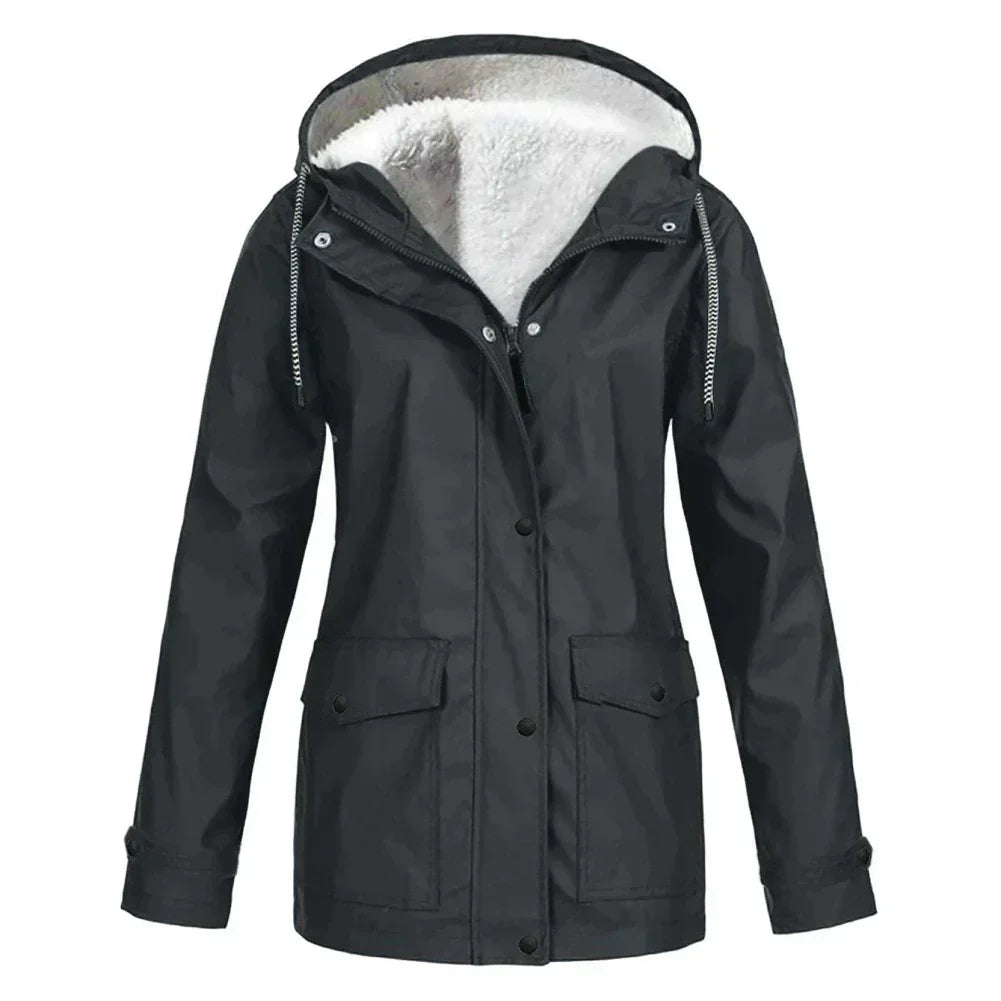 Dama Washington Quintina women's button front hooded jacket - front view