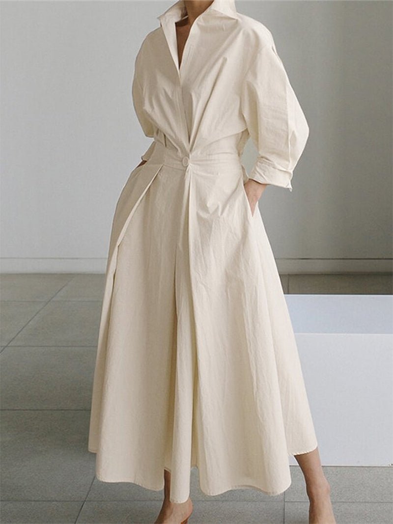 Elise | Women's Wrap Maxi Dress Cream Long Sleeve