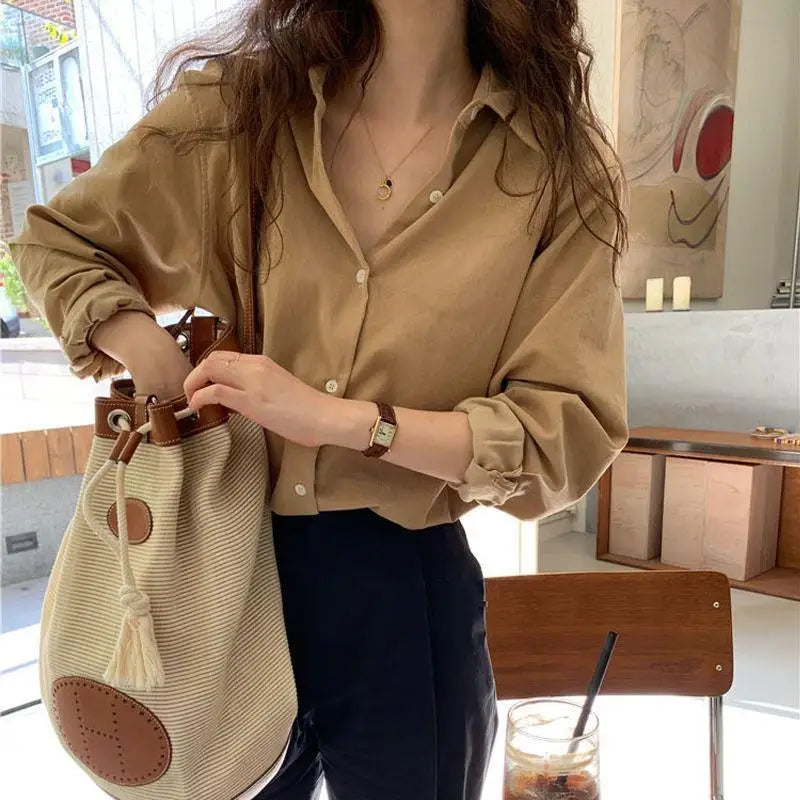 Demi | Women's Button Down Blouse Green Long Sleeve