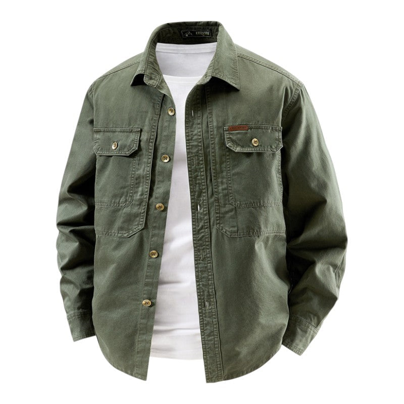 Axel | Men's Denim Jacket Navy Button Up Chest Pockets