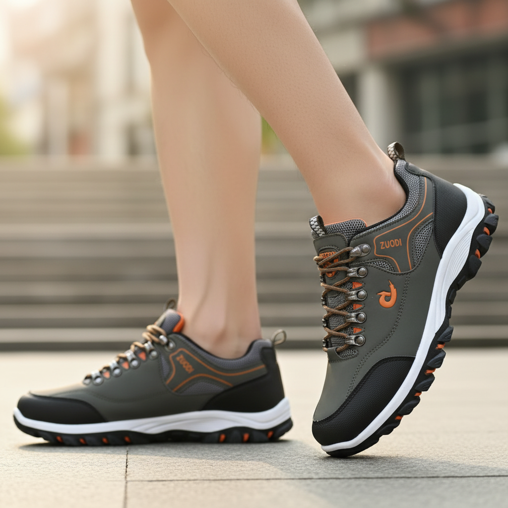 Axel | Men's Hiking Shoes Black White Lace Up