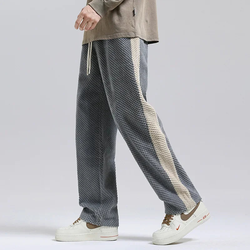 Arlo | Men's Wide Leg Pants Gray Quilted Pattern
