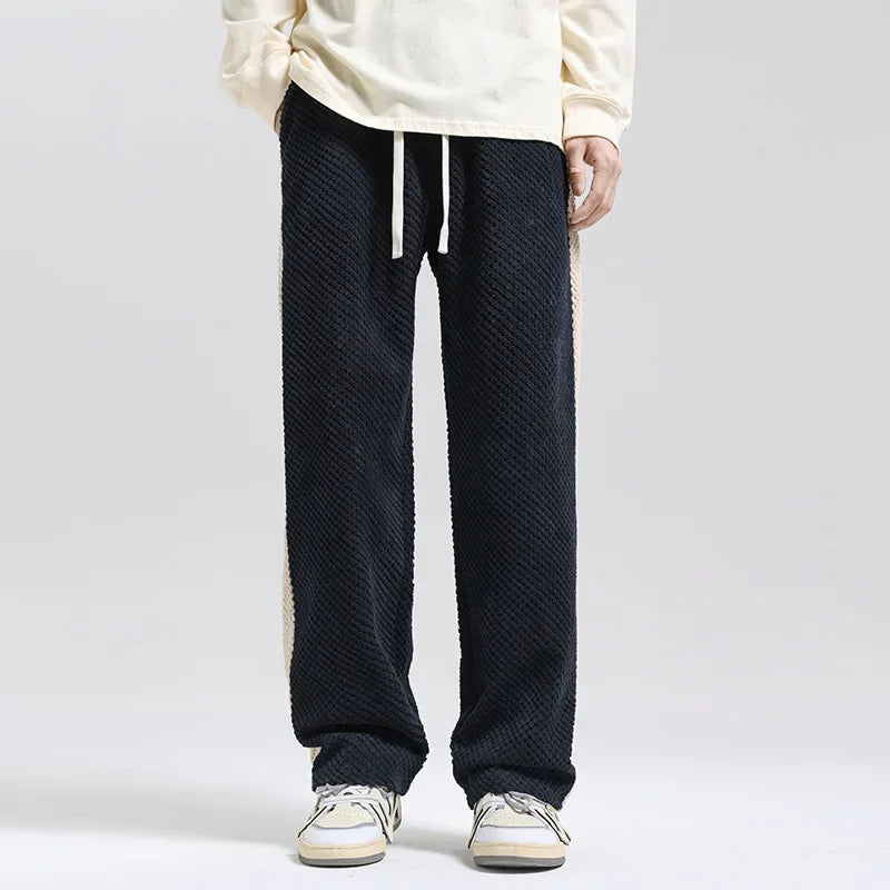 Arlo | Men's Wide Leg Pants Gray Quilted Pattern