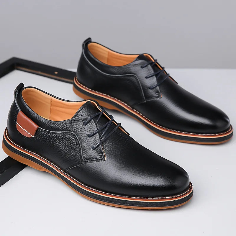 Voss | Men's Lace Up Oxford Dress Shoes Brown