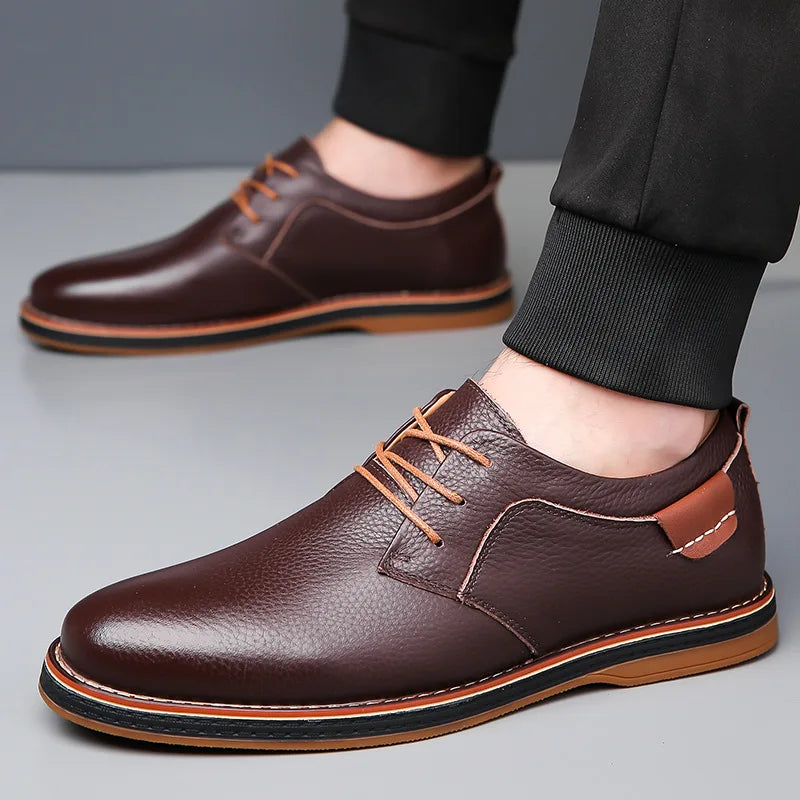 Voss | Men's Lace Up Oxford Dress Shoes Brown
