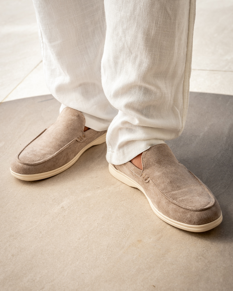Arlo | Men's Casual Slip On Loafers Cream Suede
