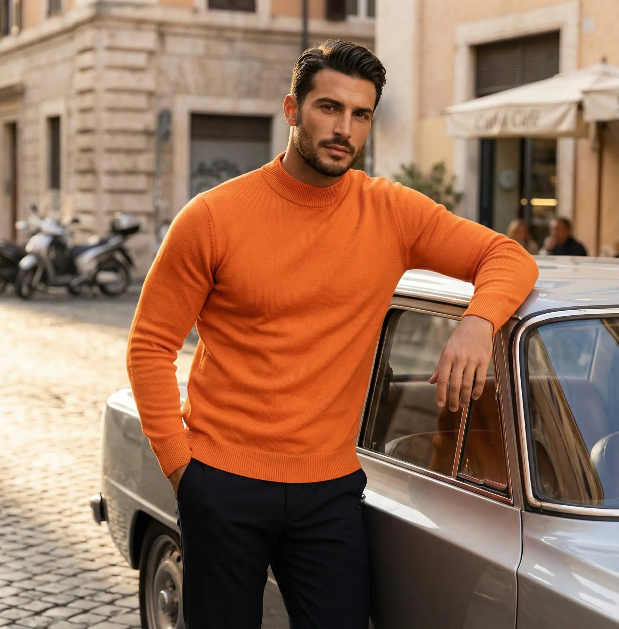Vance | Men's Turtleneck Sweater Teal Crew Neck