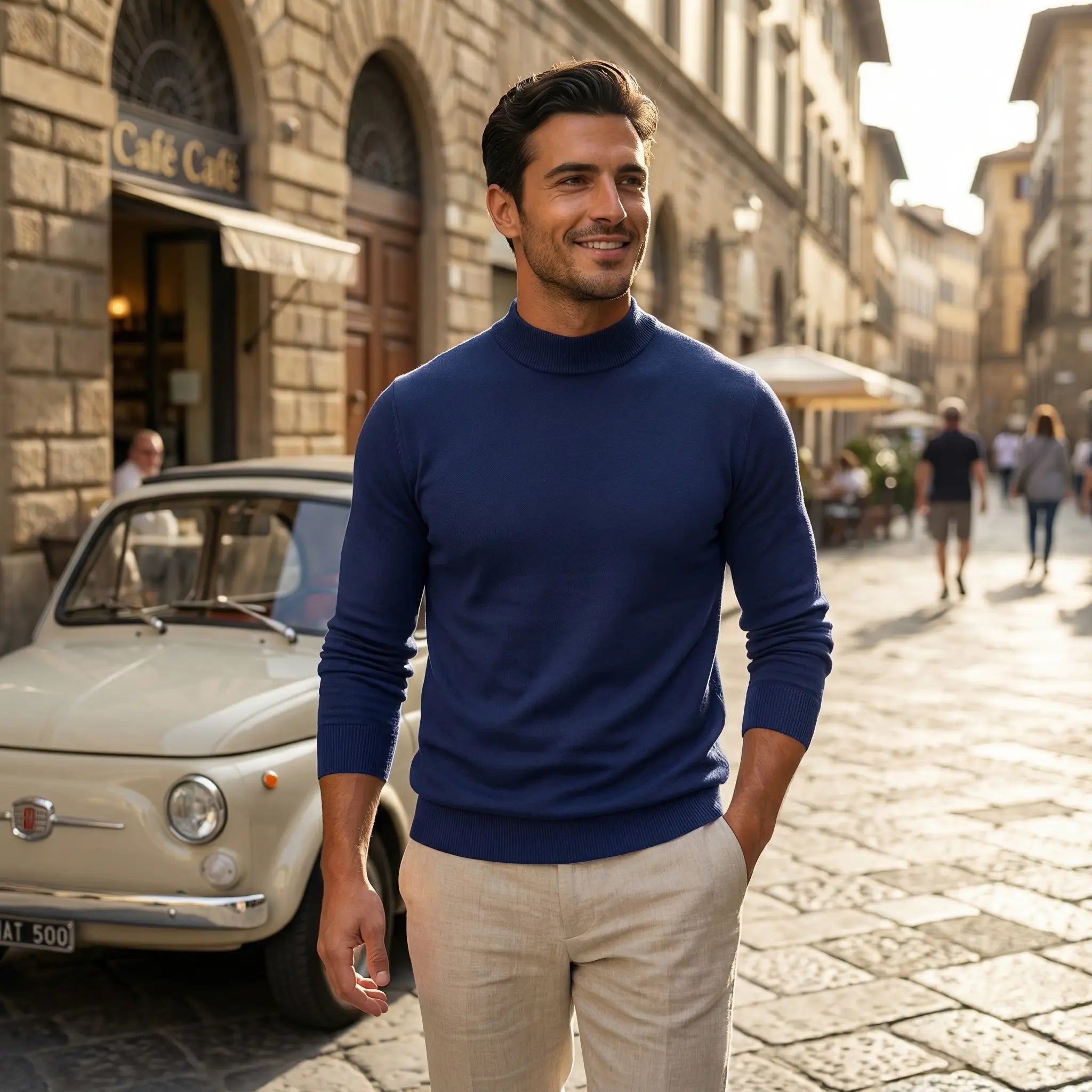 Vance | Men's Turtleneck Sweater Teal Crew Neck