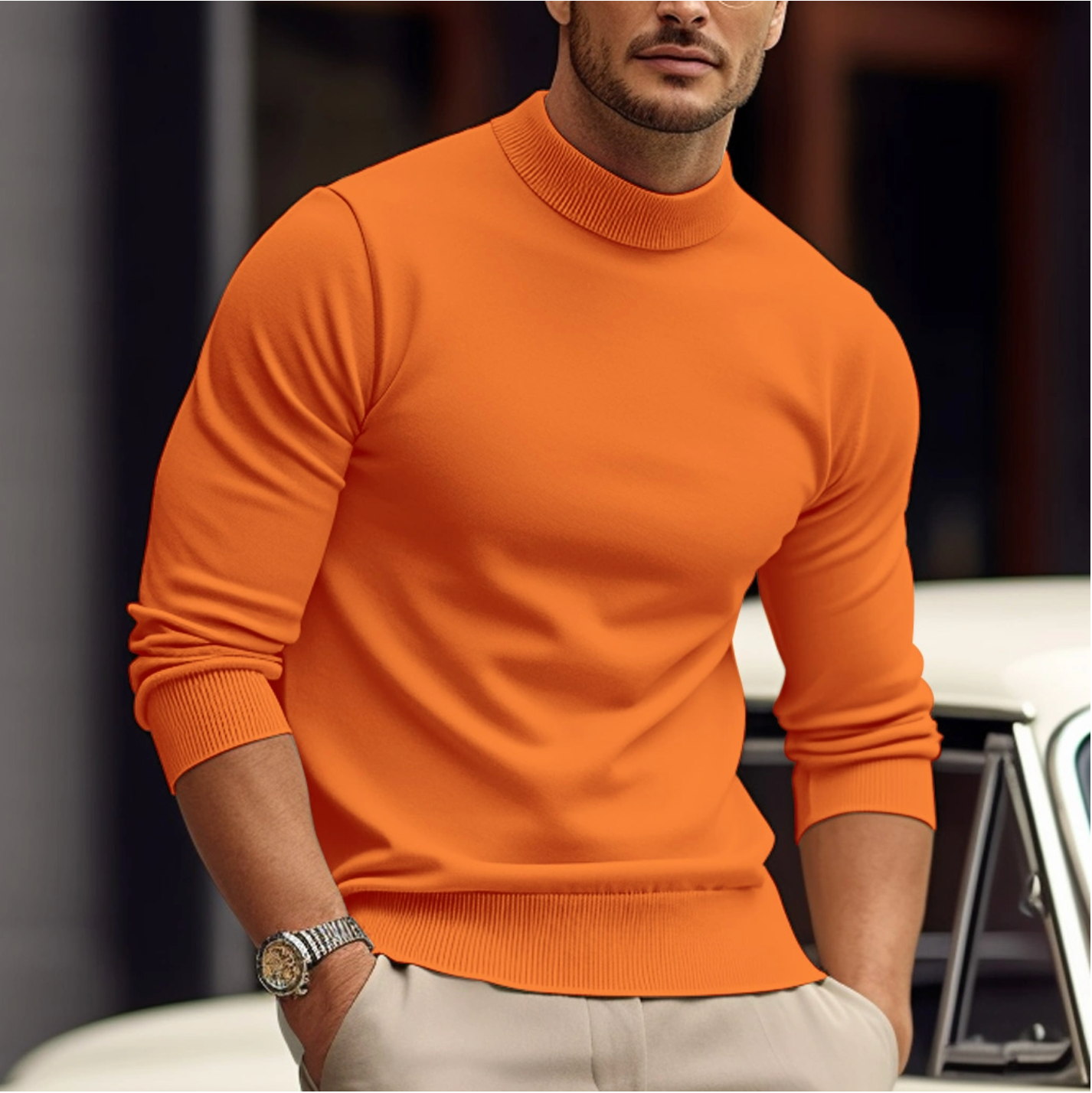 Vance | Men's Turtleneck Sweater Teal Crew Neck