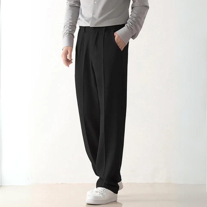 Axel | Men's Pleated Wide Leg Dress Pants Black