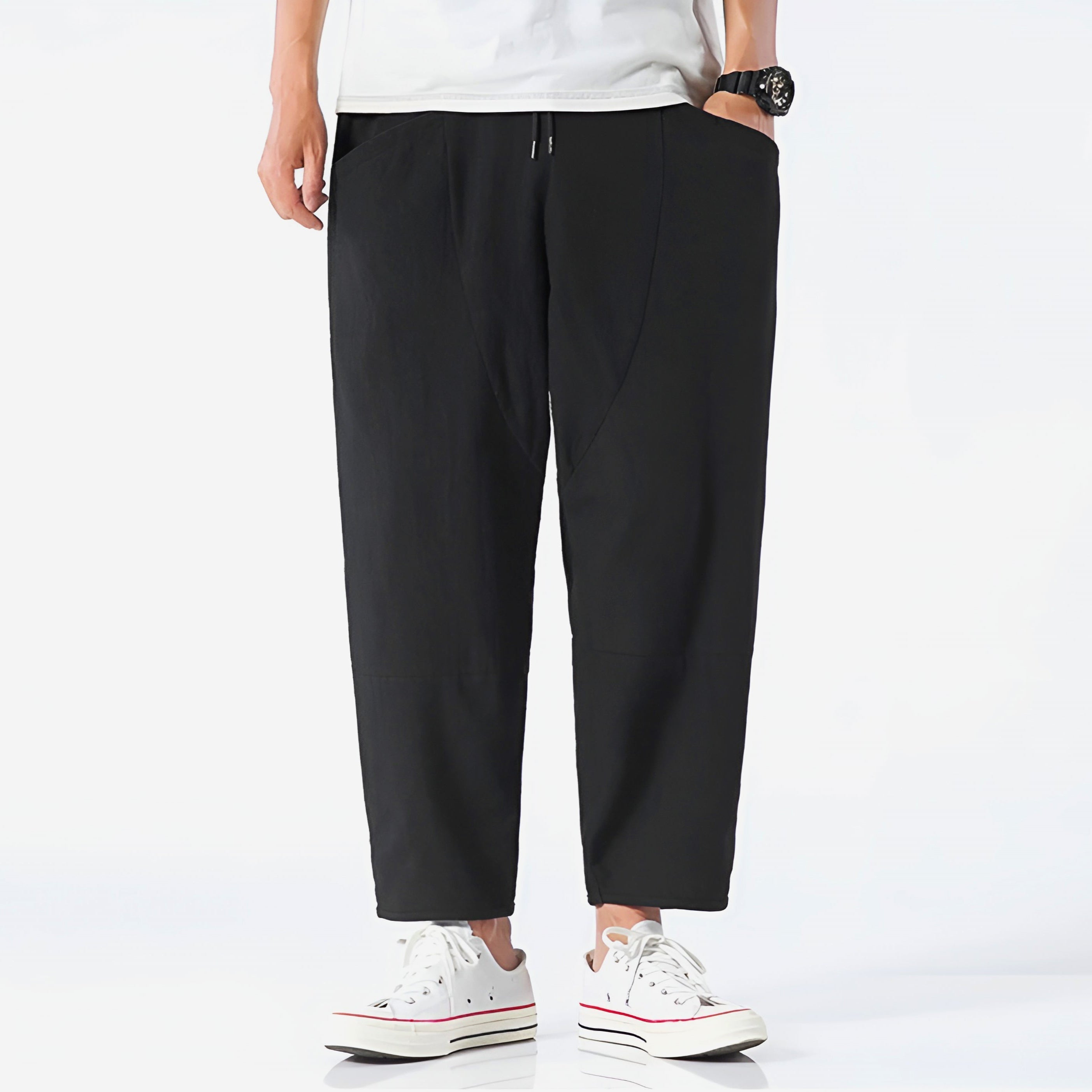 Ash | Men's Relaxed Fit Chino Pants Navy Cropped Drawstring