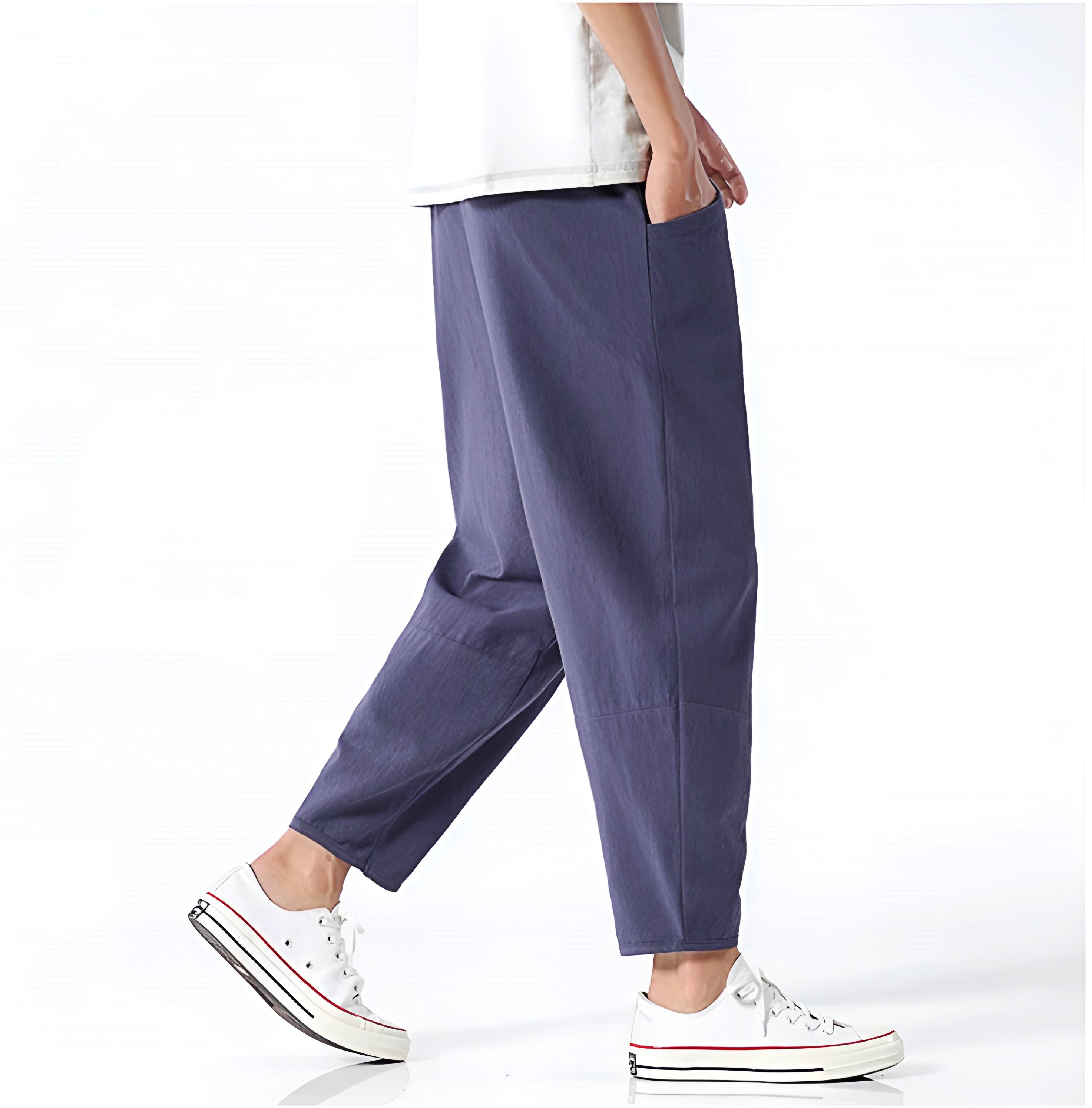 Ash | Men's Relaxed Fit Chino Pants Navy Cropped Drawstring