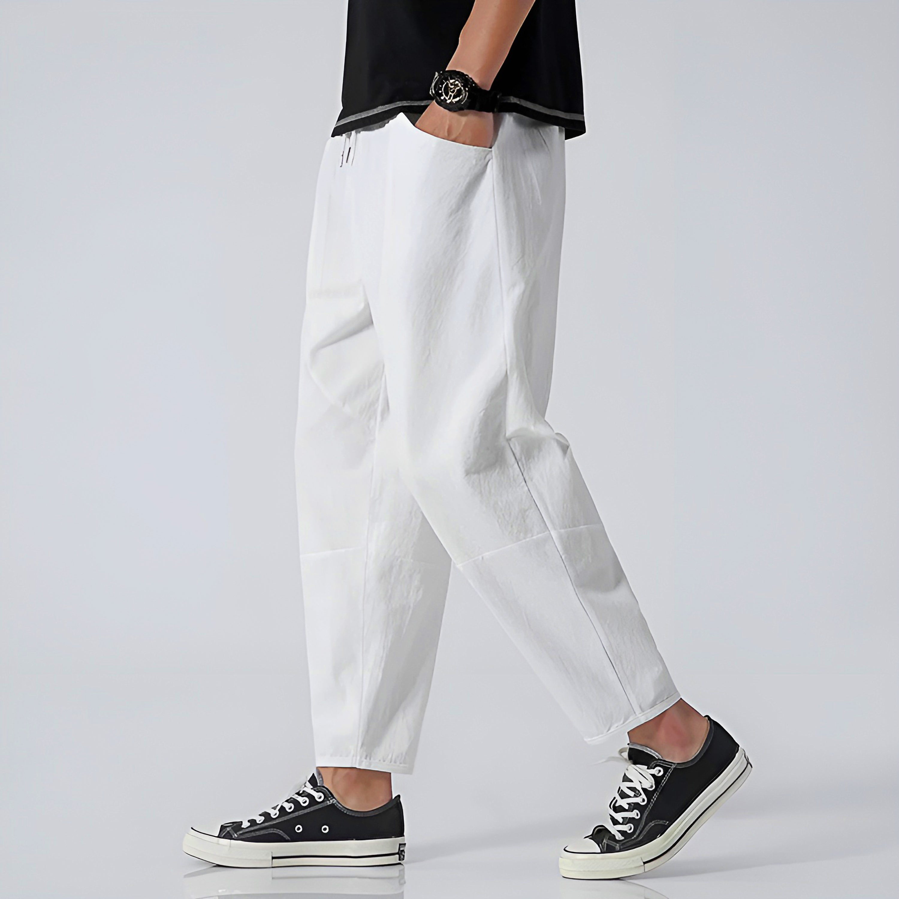 Ash | Men's Relaxed Fit Chino Pants Navy Cropped Drawstring