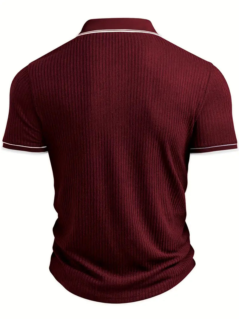 Axel | Men's Ribbed Polo Shirt Navy White Trim