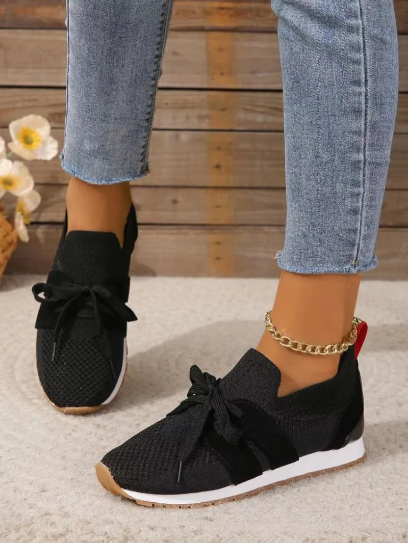Esme | Women's Slip On Sneakers Black White Comfort Fit