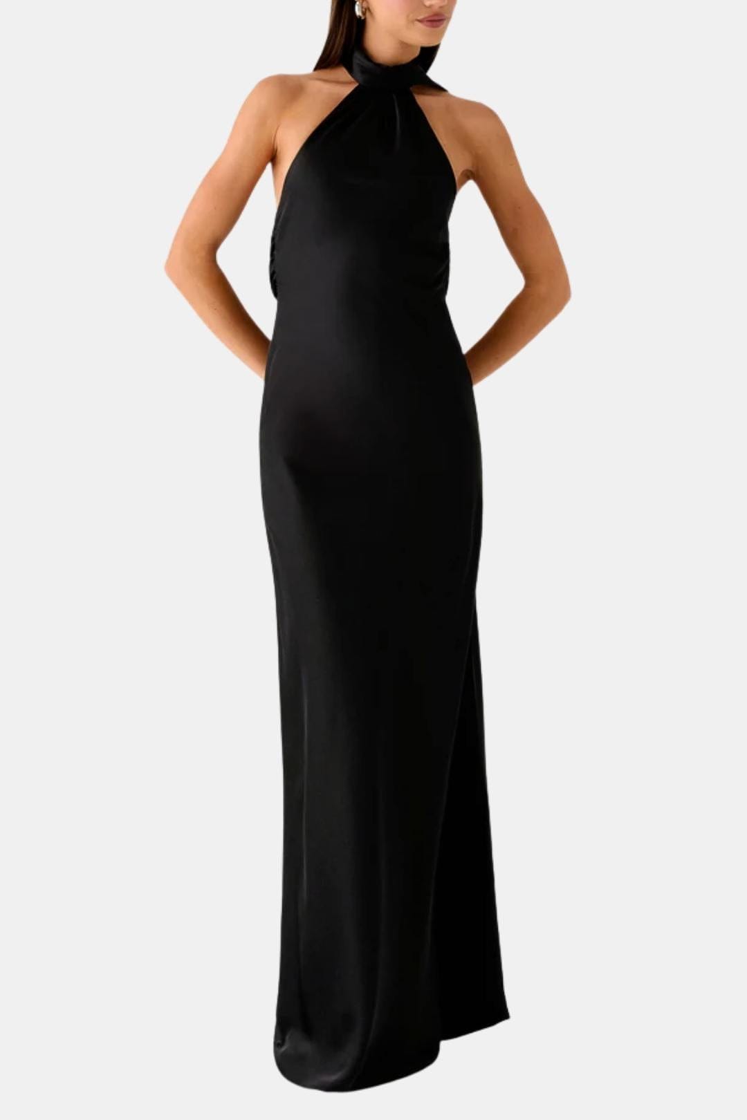 Vera | Women's Halter Maxi Dress Red Sleeveless