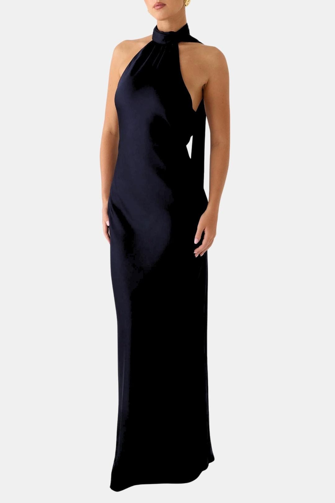 Vera | Women's Halter Maxi Dress Red Sleeveless