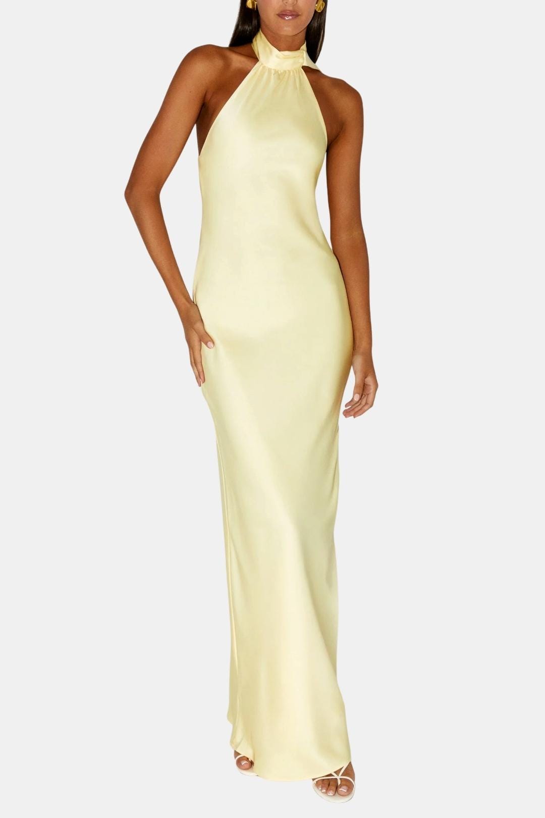 Vera | Women's Halter Maxi Dress Red Sleeveless
