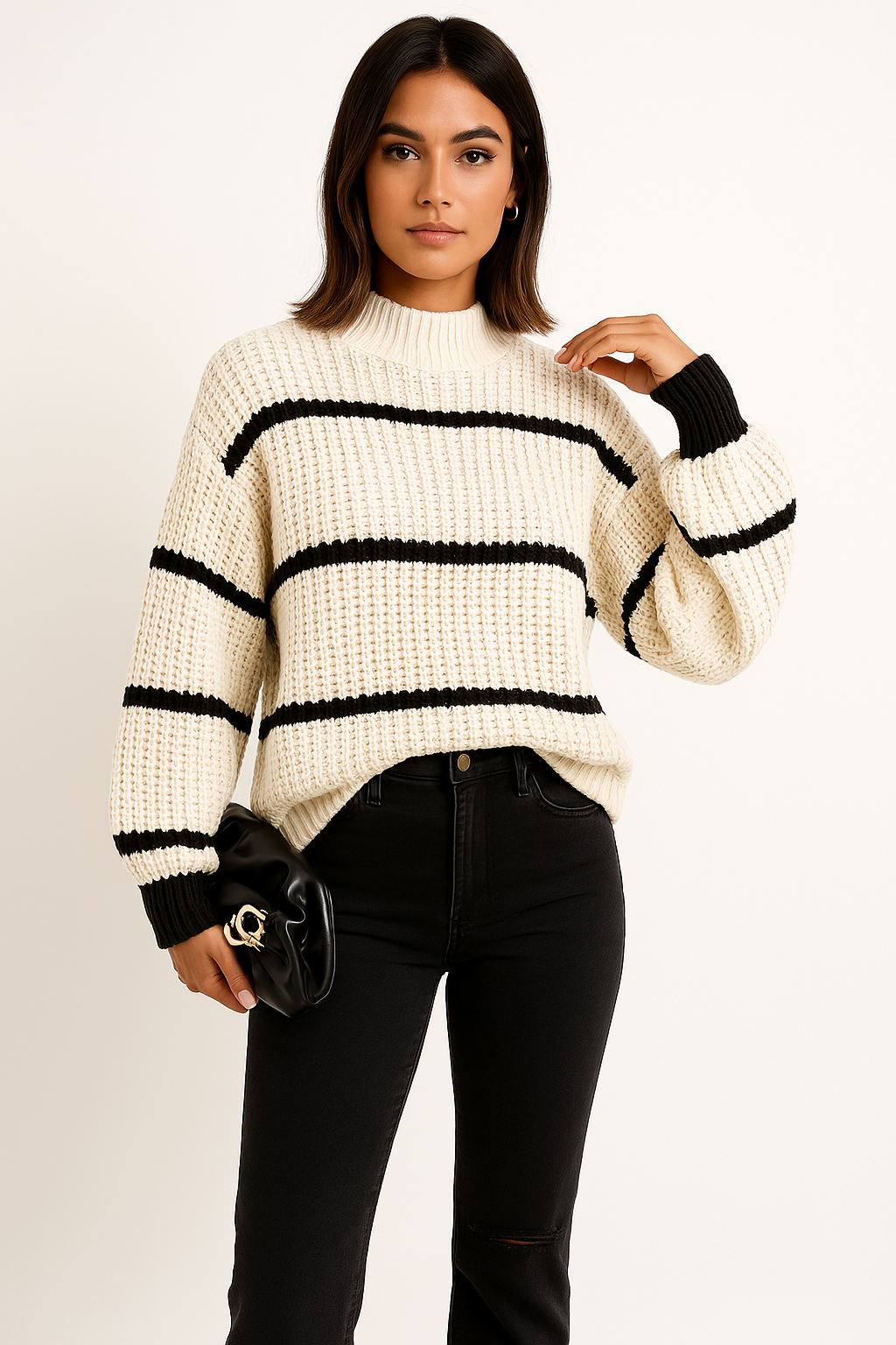 Dama Washington Esmeralda striped crew neck sweater - front view
