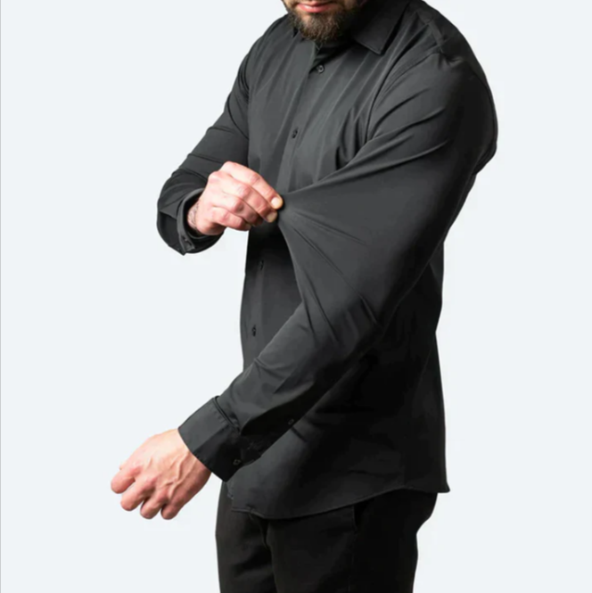 Axel | Men's Slim Fit Dress Shirt Black Long Sleeve