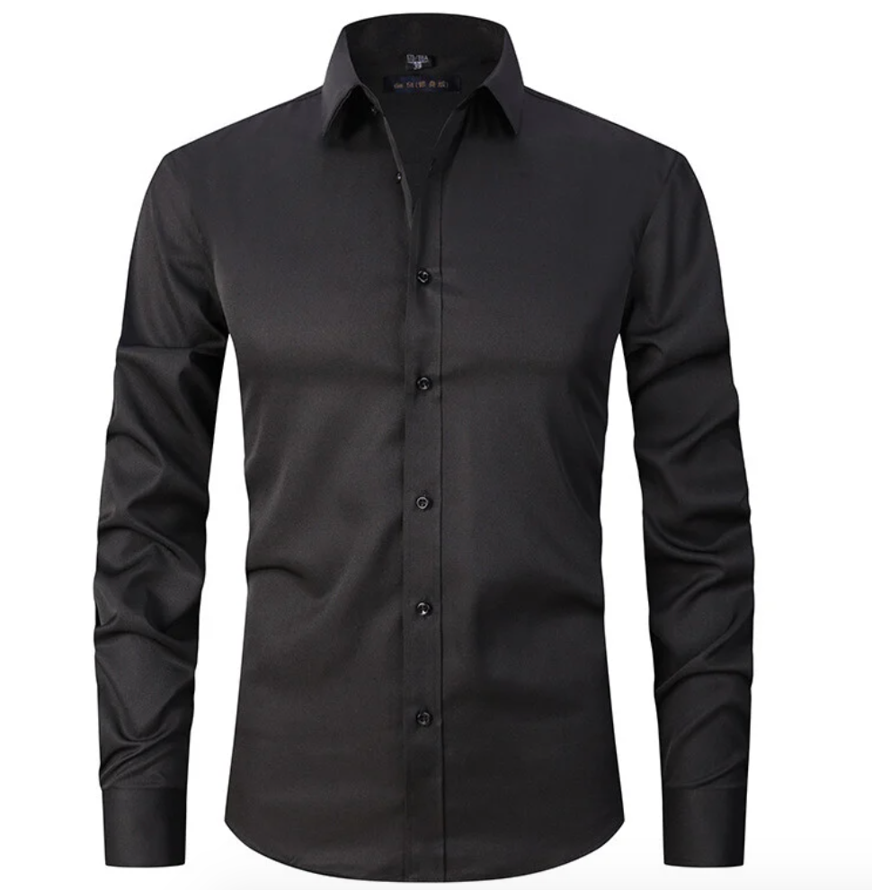 Axel | Men's Slim Fit Dress Shirt Black Long Sleeve