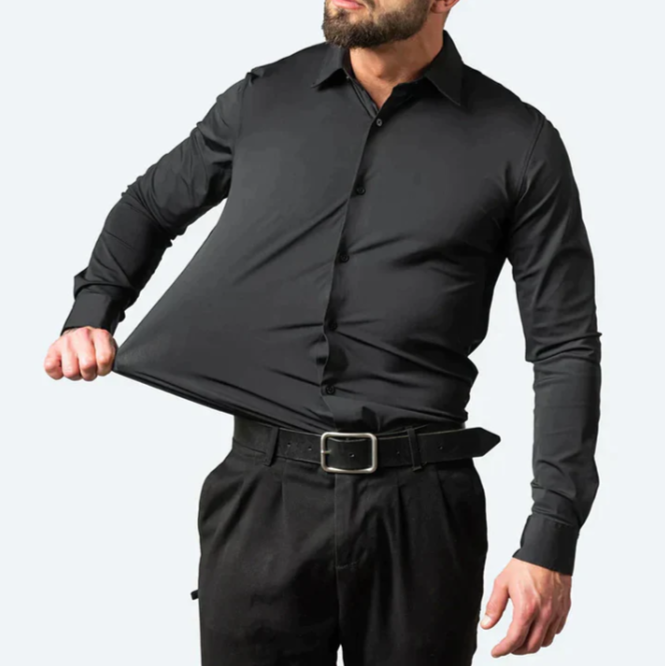 Axel | Men's Slim Fit Dress Shirt Black Long Sleeve