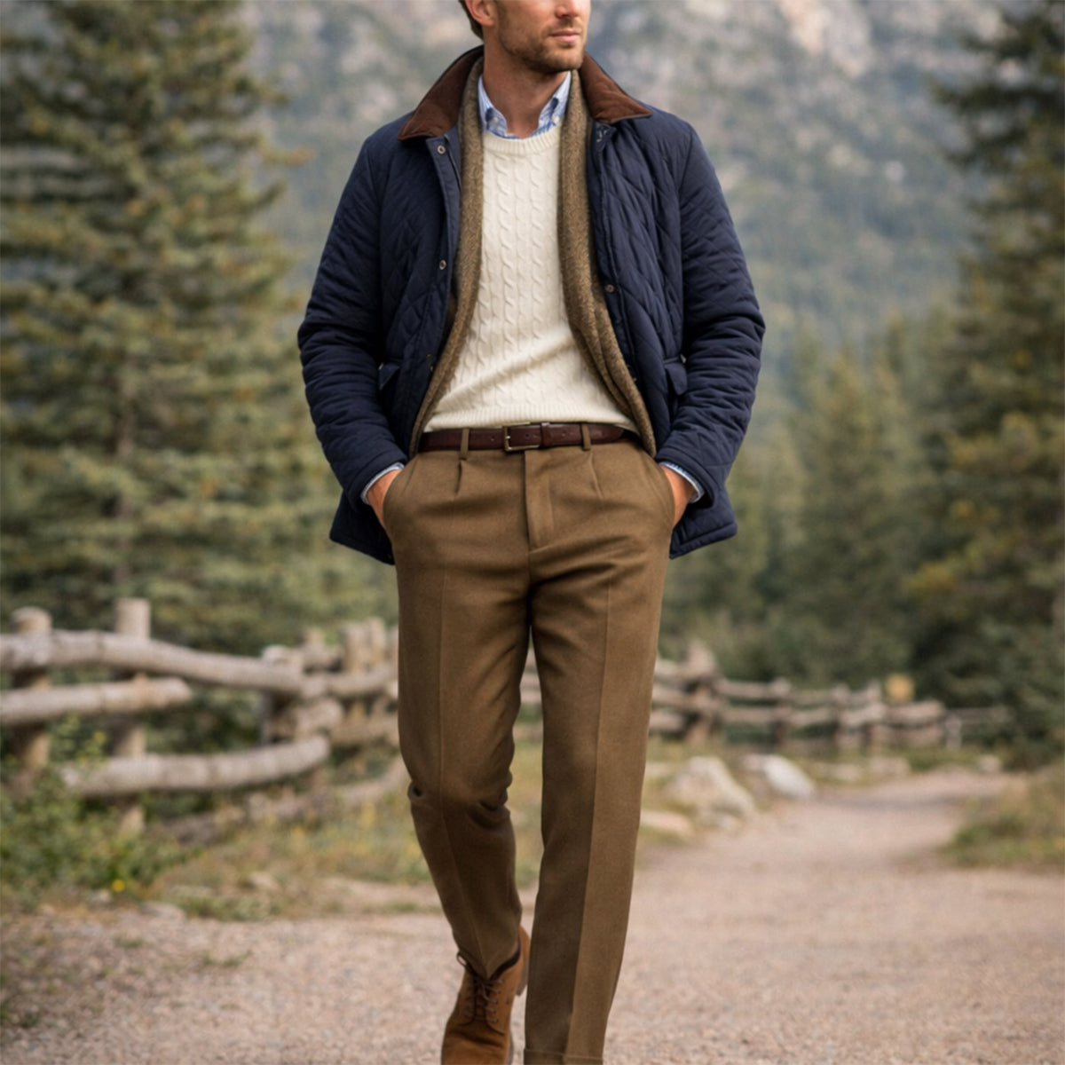 Sage | Men's Tailored Dress Pants Taupe Pleated