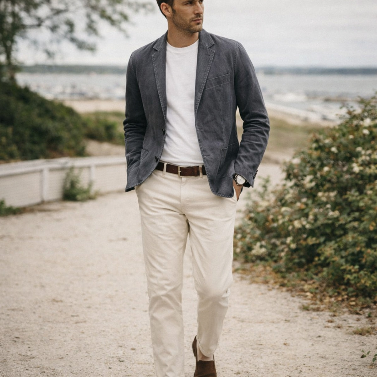 Callum | Men's Casual Linen Blazer Charcoal Gray