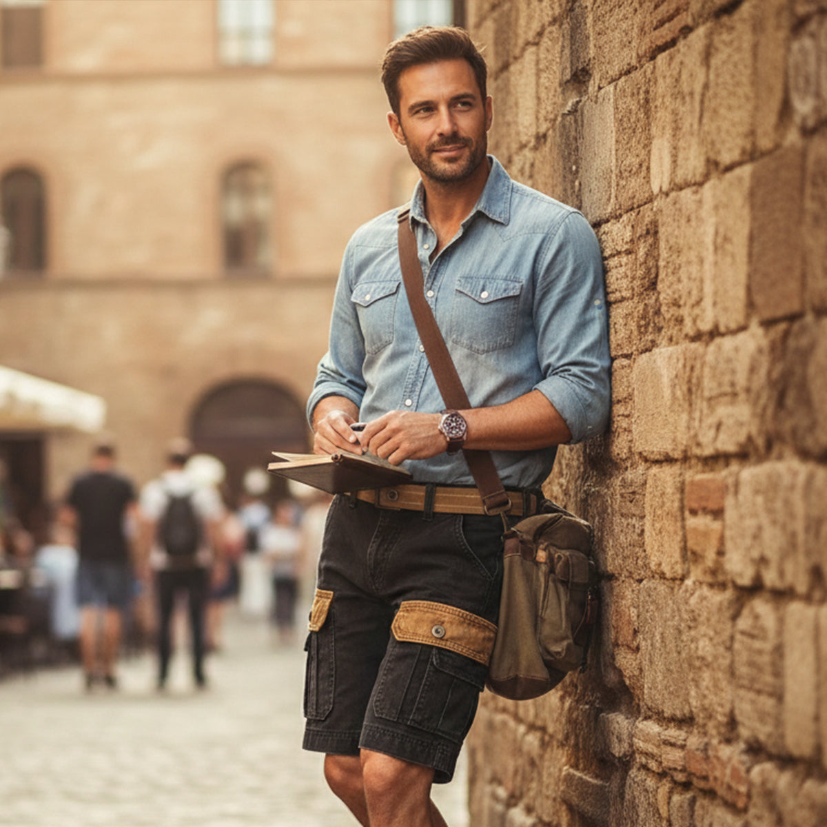 Axel | Men's Cargo Shorts Khaki Utility Pockets