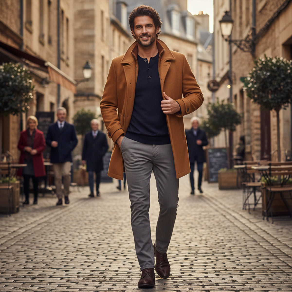 Wyatt | Men's Wool Blend Overcoat Black Button Closure