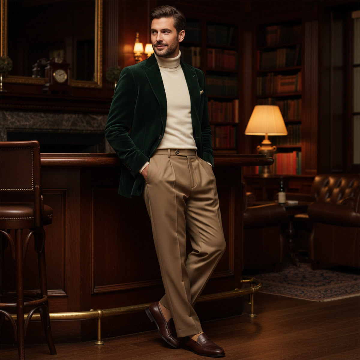 Sage | Men's Pleated Dress Pants Black