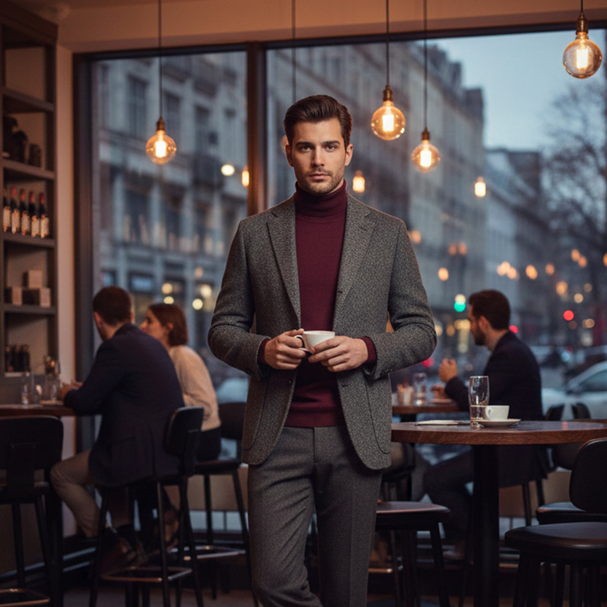 Beau | Men's Tweed Blazer Brown Herringbone Single Breasted