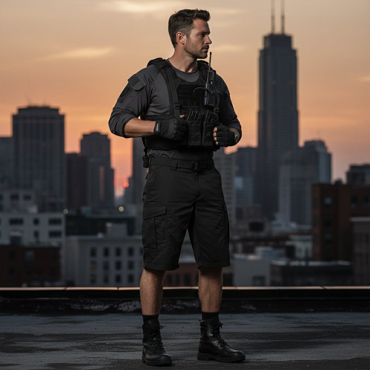Leo | Men's Cargo Shorts Khaki With Belt Multiple Pockets