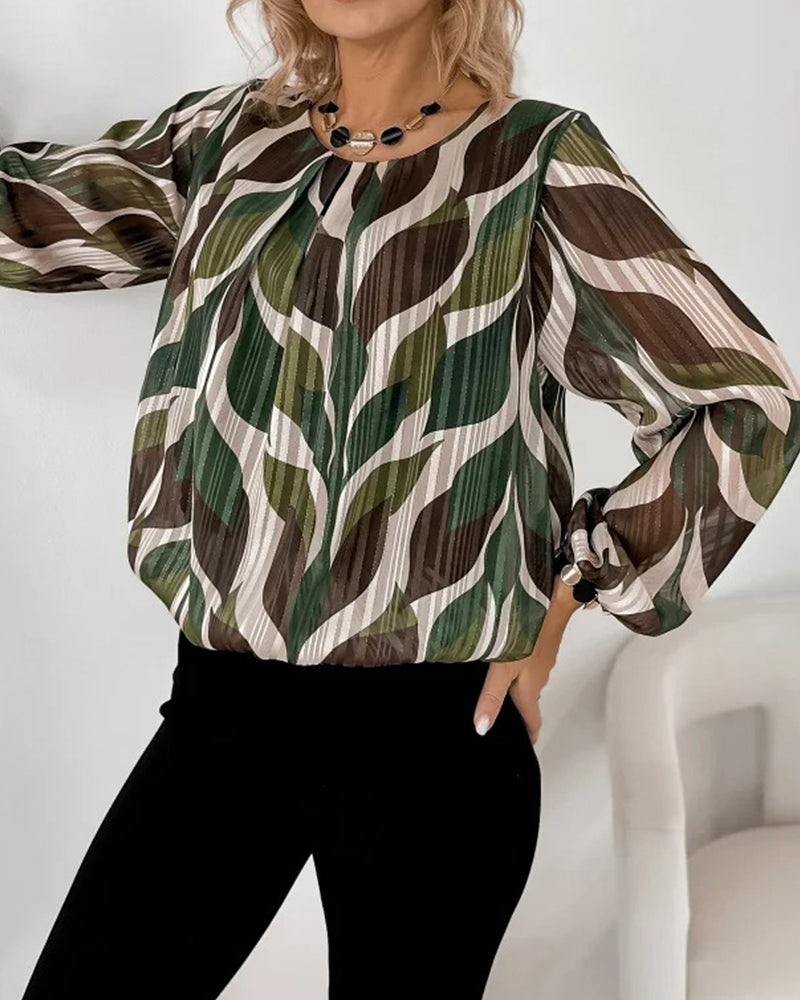 Faye | Women's Abstract Printed Blouse Black Cream Brown