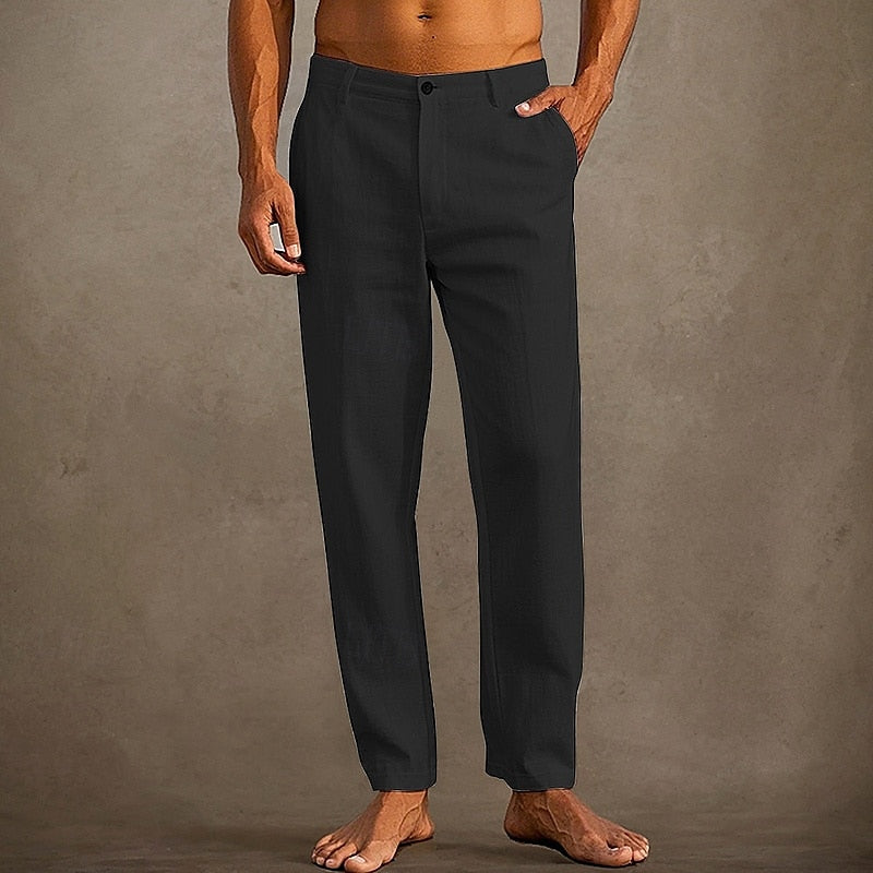 Axel | Men's Linen Pants White Straight Leg
