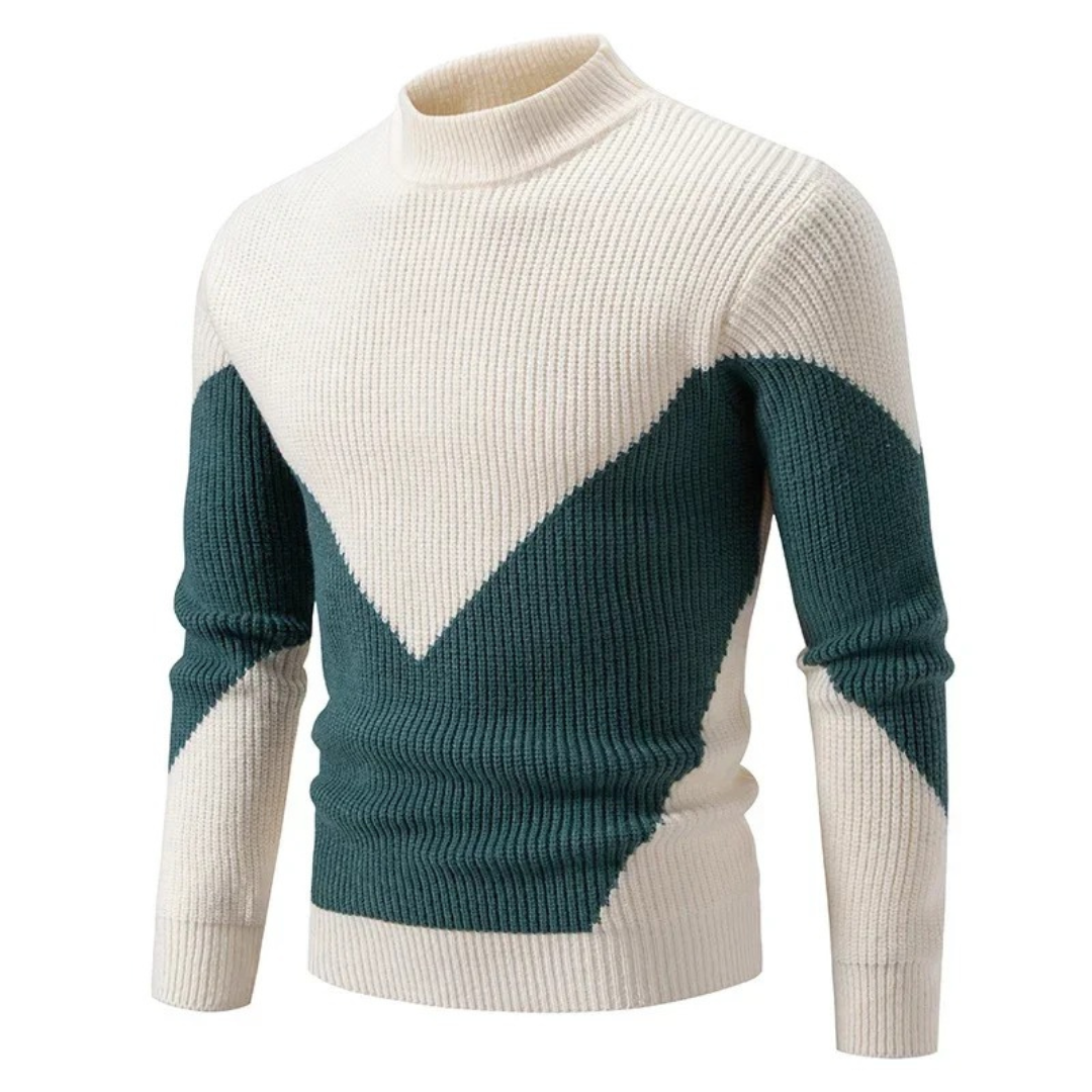 Voss | Men's Crew Neck Sweater Cream Color Block