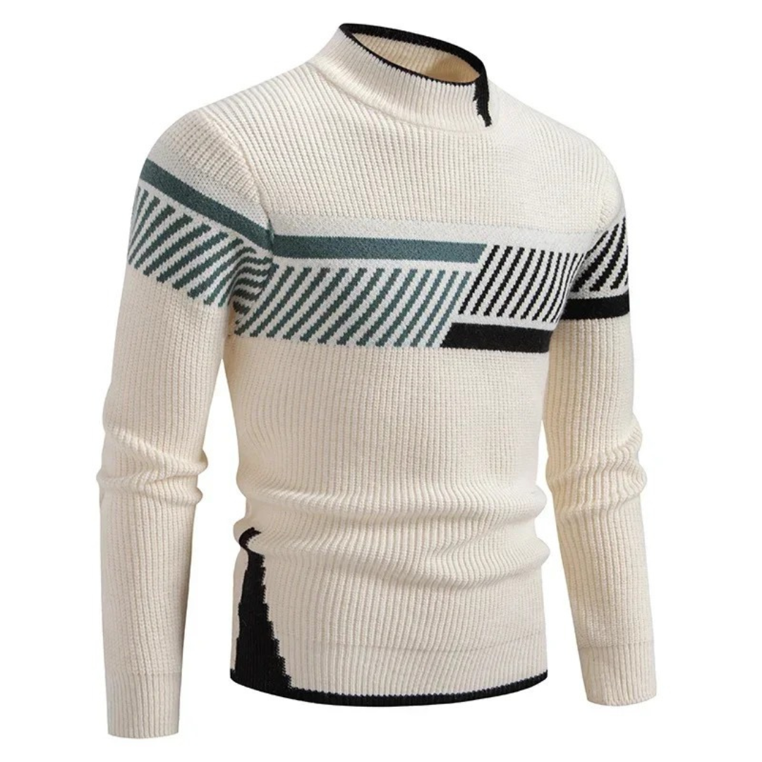Voss | Men's Crew Neck Sweater Cream Color Block