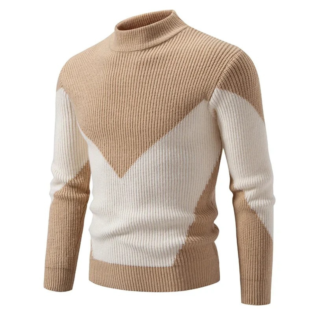 Voss | Men's Crew Neck Sweater Cream Color Block