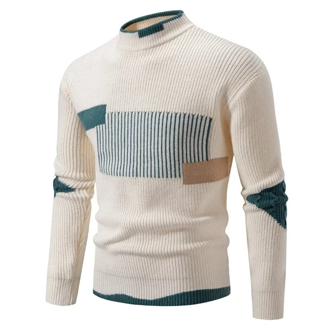 Voss | Men's Crew Neck Sweater Cream Color Block