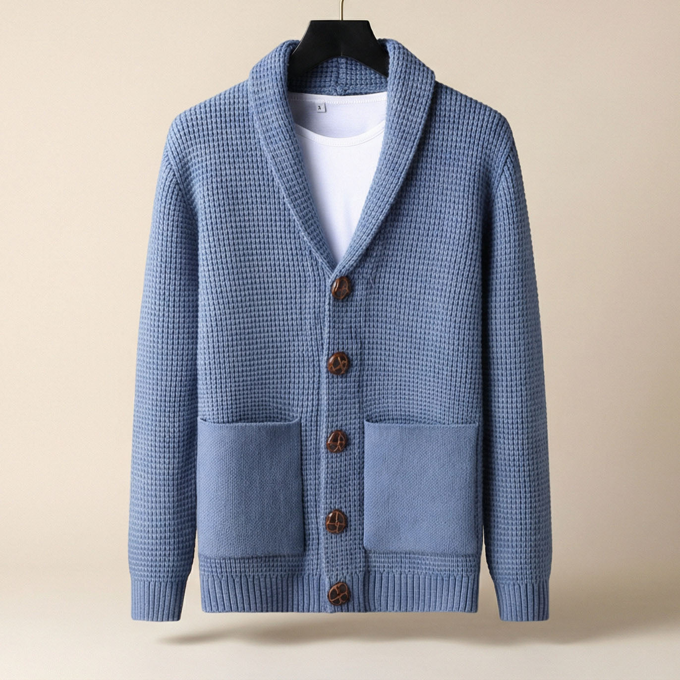 Rowan | Men's Shawl Collar Cardigan Sweater Light Blue