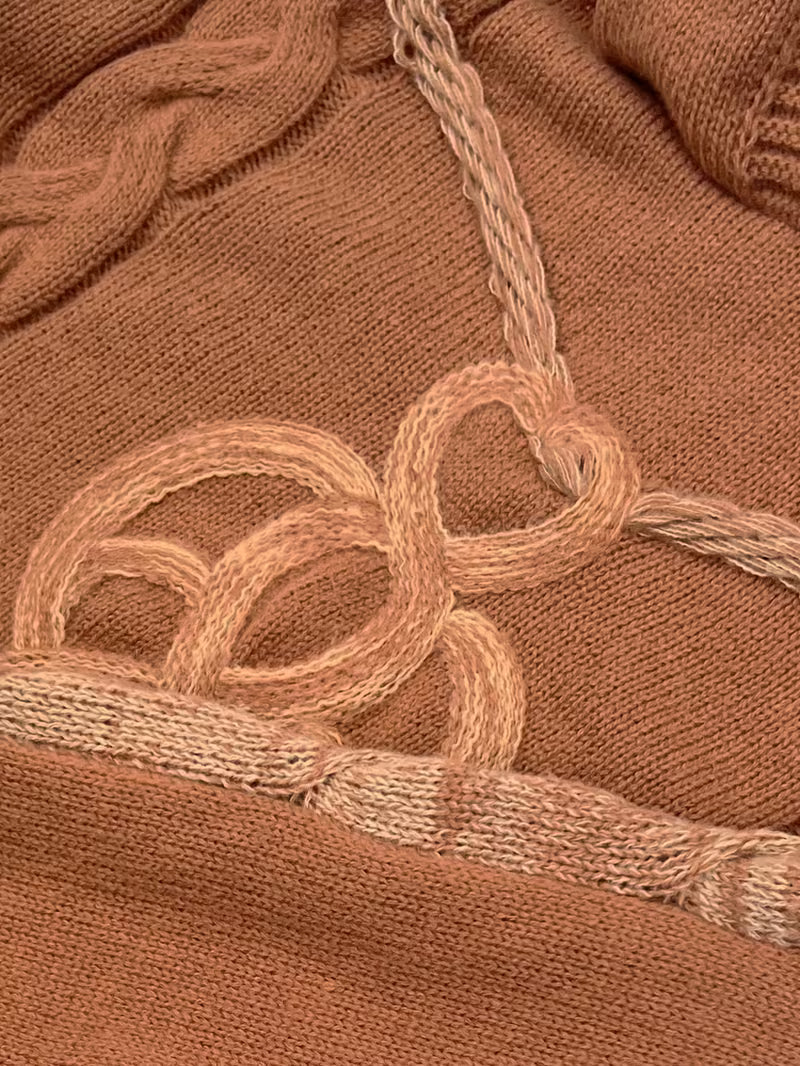 Elodie | Women's Cable Knit Hoodie Black Gold Detail
