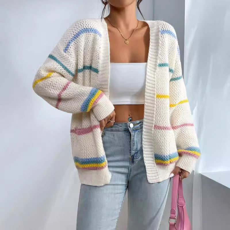 Dama Washington Hedwig women's oversized striped cardigan - front view