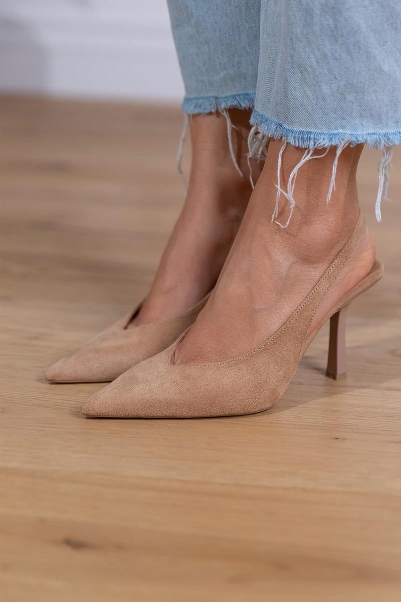 Lola | Women's Pointed Toe Slingback Heels Beige