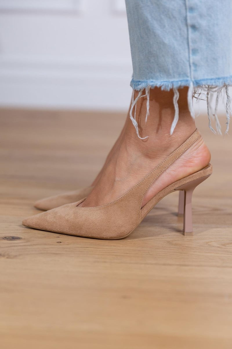 Lola | Women's Pointed Toe Slingback Heels Beige