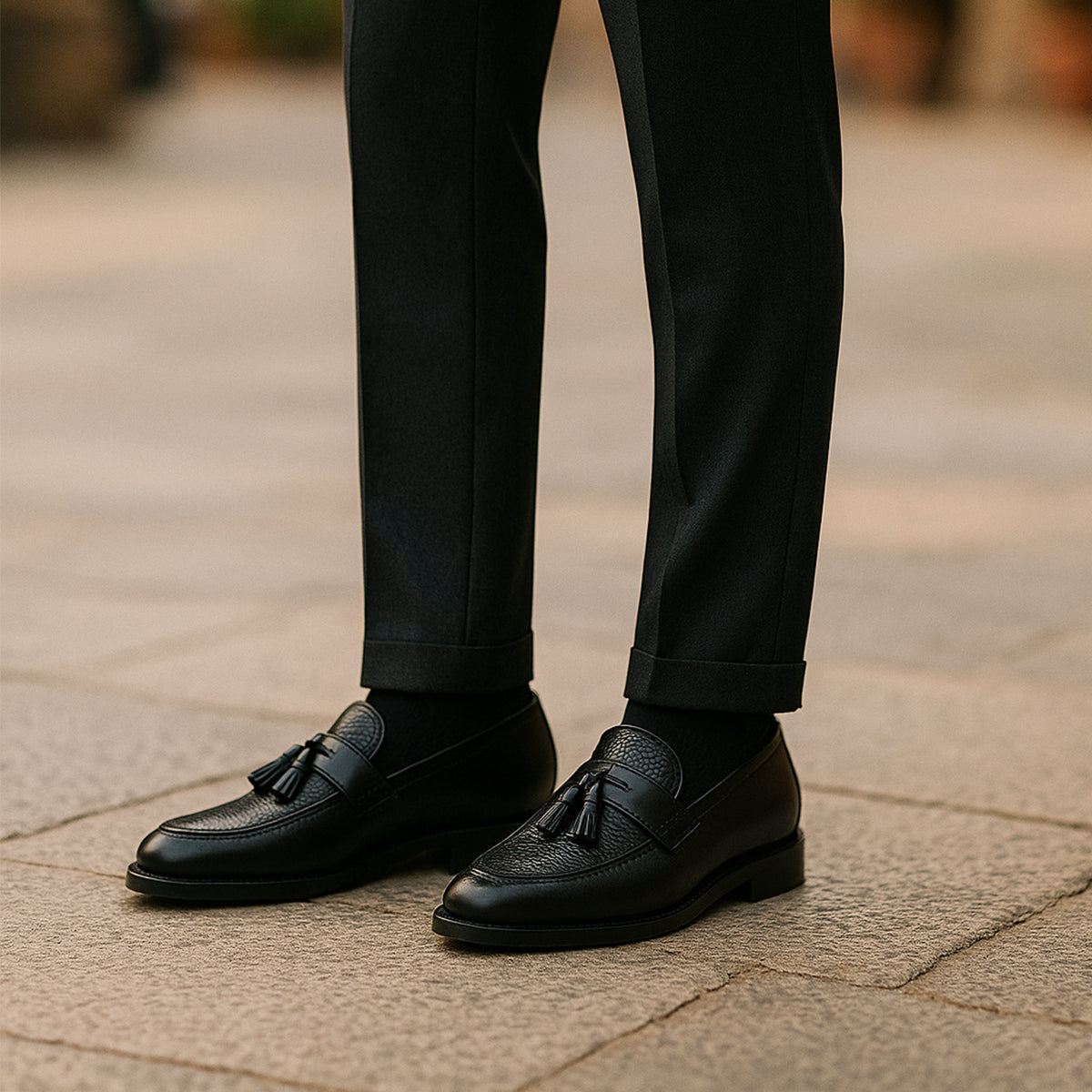 Axel | Men's Leather Tassel Loafer Brown Cognac