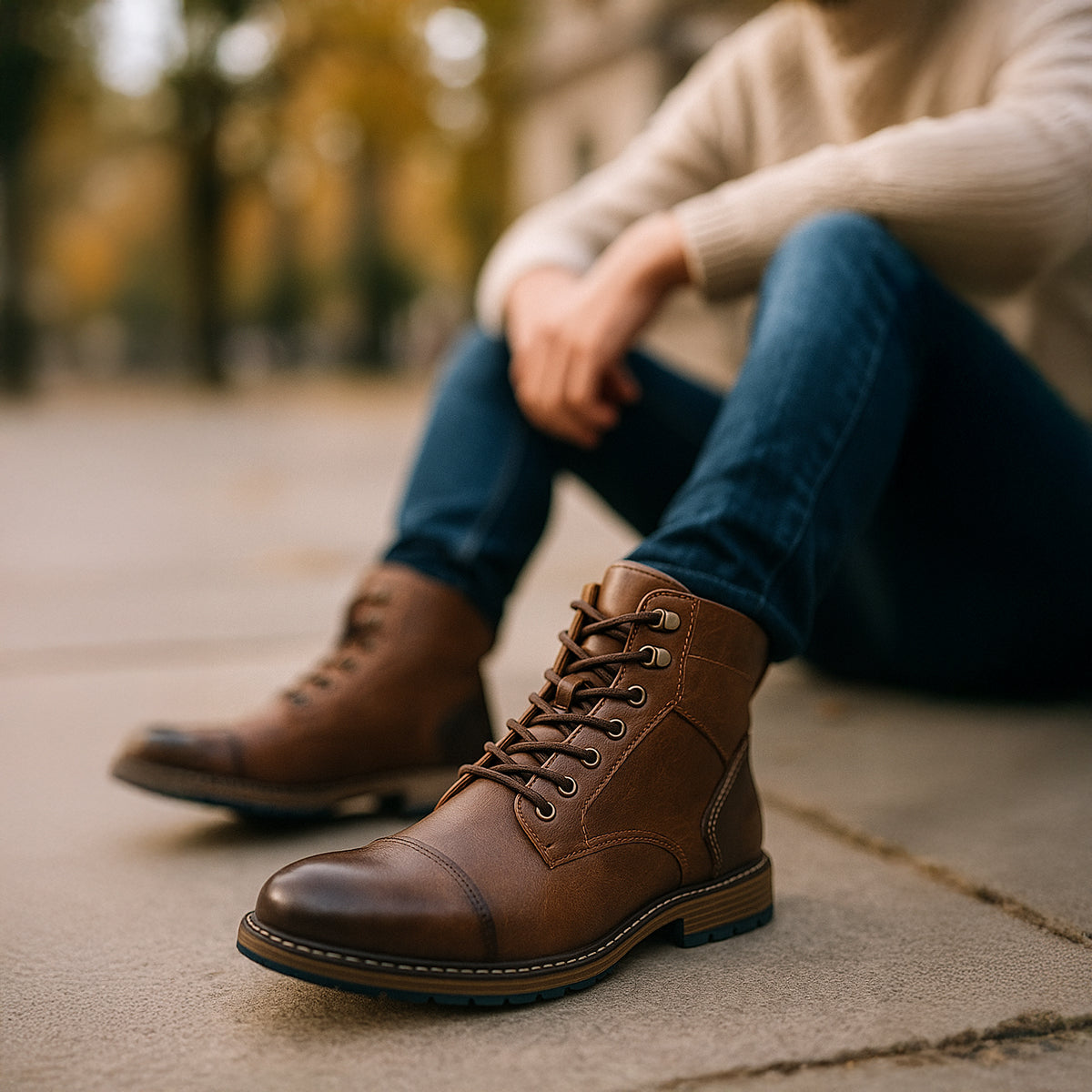 Voss | Men's Leather Work Boots Brown Lace Up