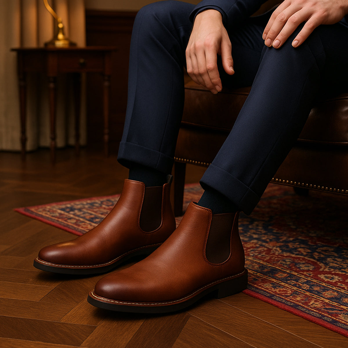 Axel | Men's Chelsea Ankle Boots Brown Leather