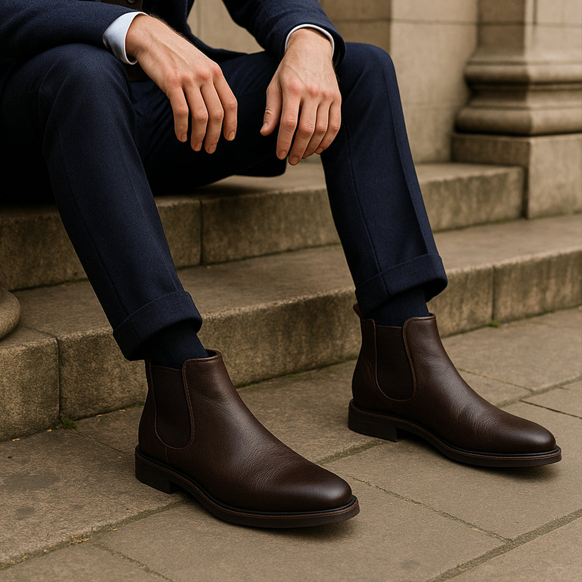 Axel | Men's Chelsea Ankle Boots Brown Leather