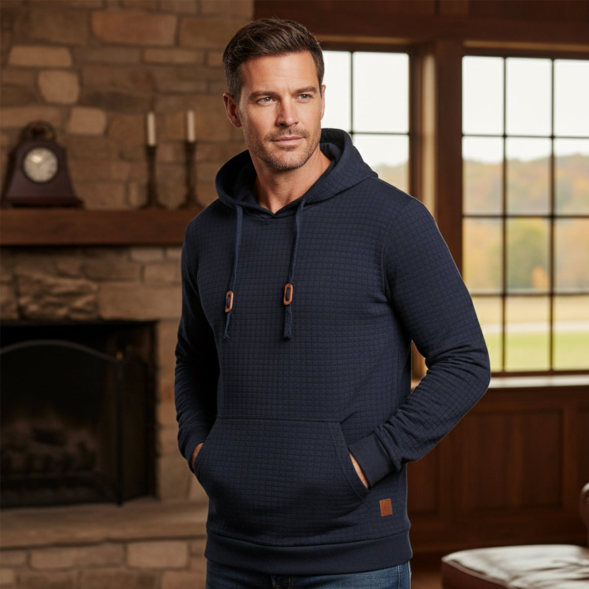Callum | Men's Cable Knit Hoodie Sweater Charcoal Gray